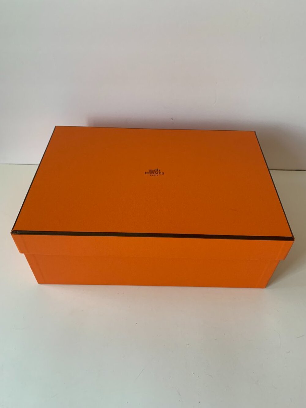Authentic Hermes Paris Orange Empty Gift Box 12" BY 4.5" BY 8"Storage Shoes Bags